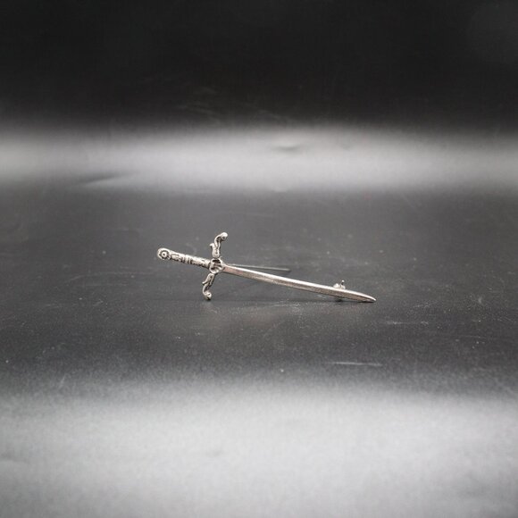 ROBERT ALLISON SCOTTISH STERLING SILVER SWORD PIN BROOCH, 3.25" - Picture 2 of 12